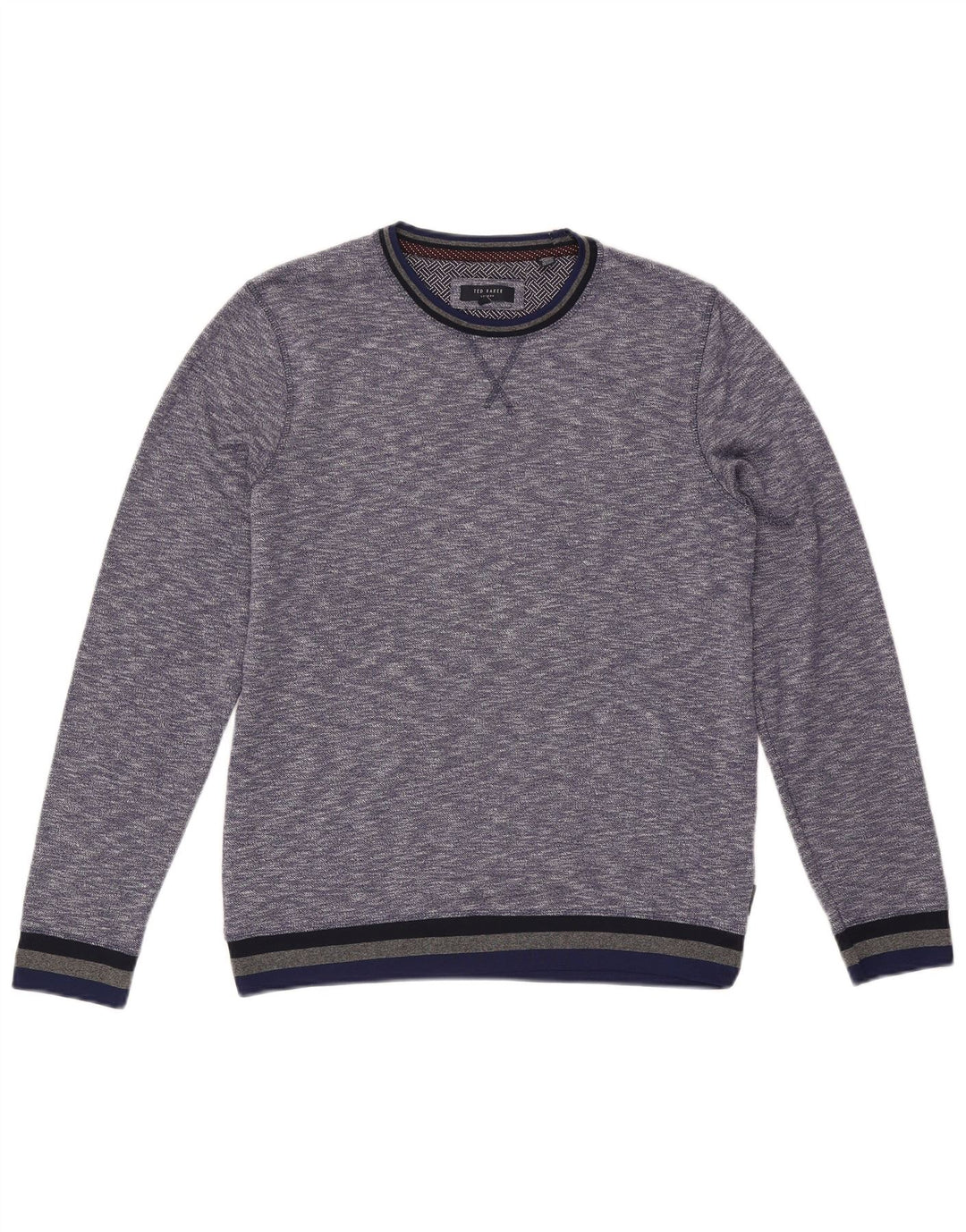 Ted Baker Pull à col rond pour homme Taille 3 Bleu moyen moucheté