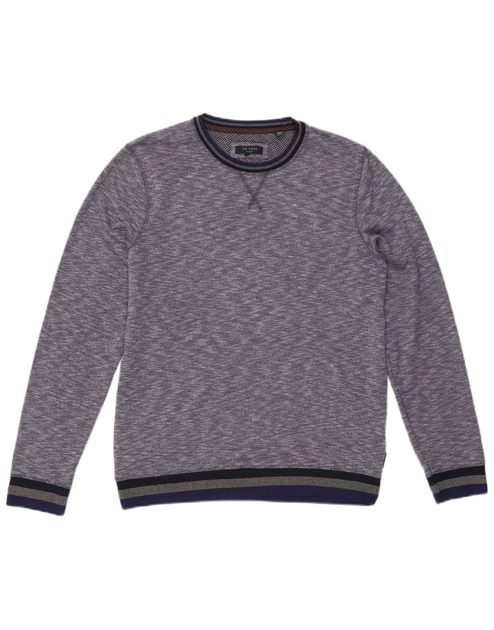 Ted Baker Pull à col rond pour homme Taille 3 Bleu moyen moucheté