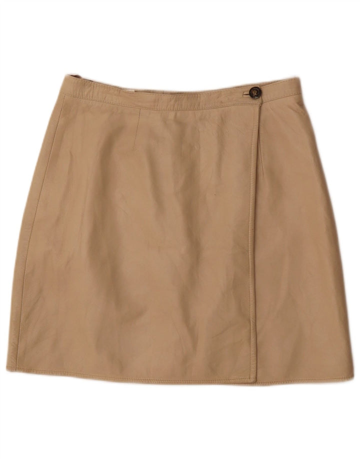 jupe portefeuille en cuir femme vintage W30 Beige moyen