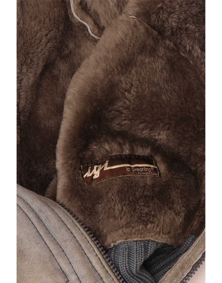 VINTAGE Veste Shearling Homme IT 48 Shearling Gris Moyen