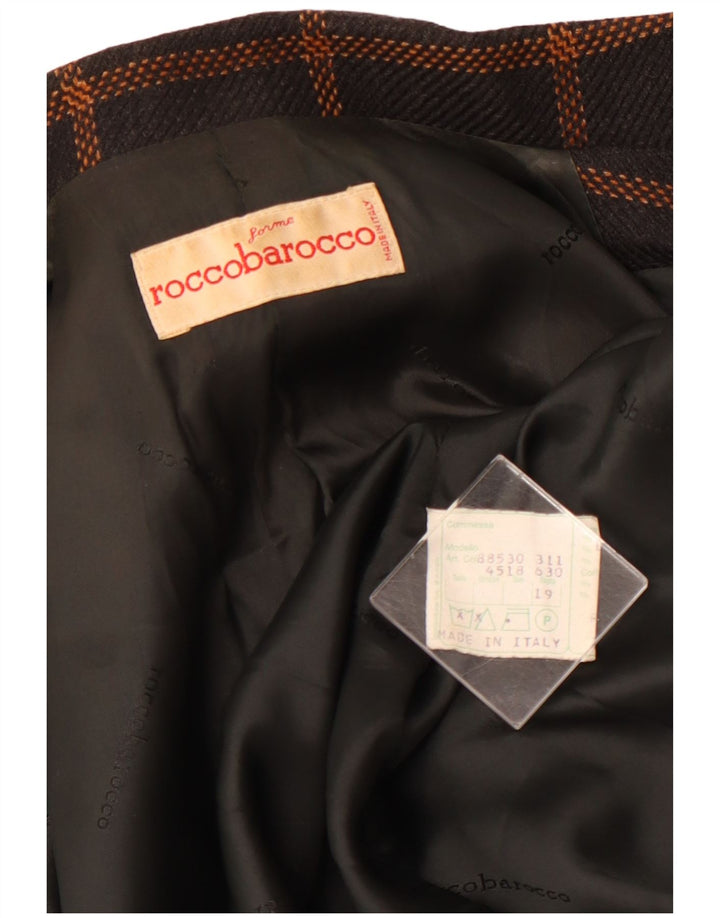 ROCCOBAROCCO Veste Blazer 3 Boutons Femme Taille 19 XL Laine à Carreaux Noir