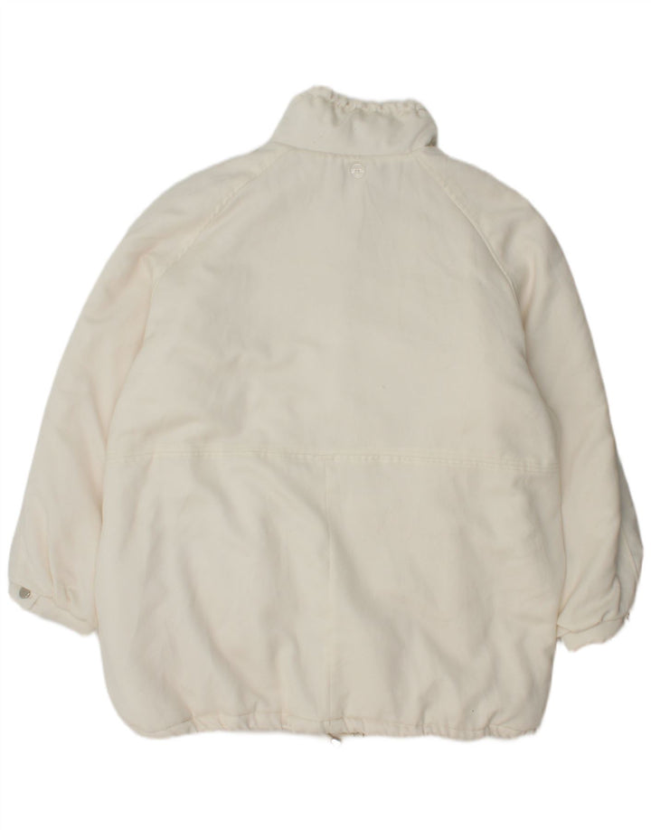 VINTAGE Womens Oversized Windbreaker Coat UK 16 Large White Polyester