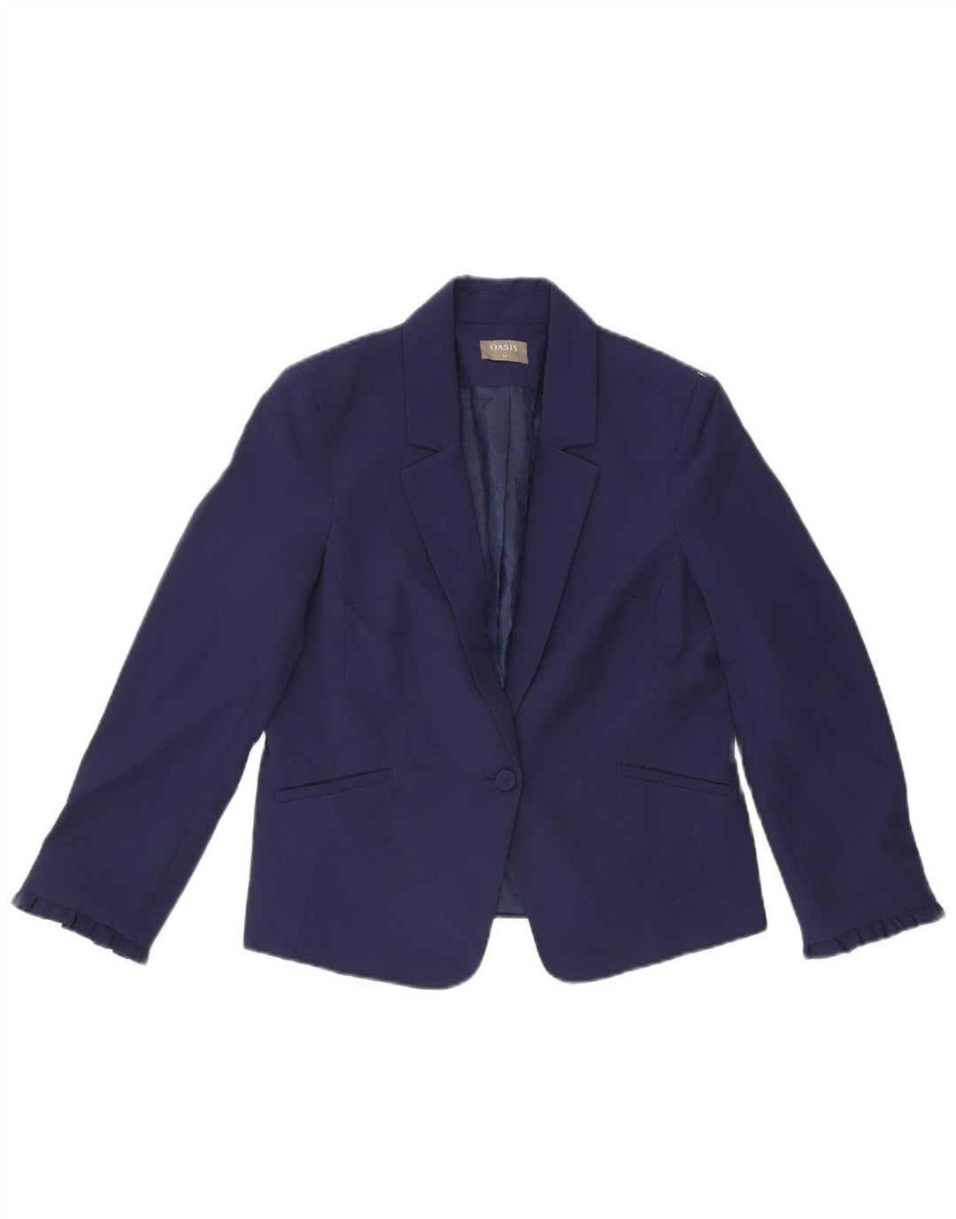 OASIS Womens 1 Button Blazer Jacket UK 12 Medium Navy Blue Polyester
