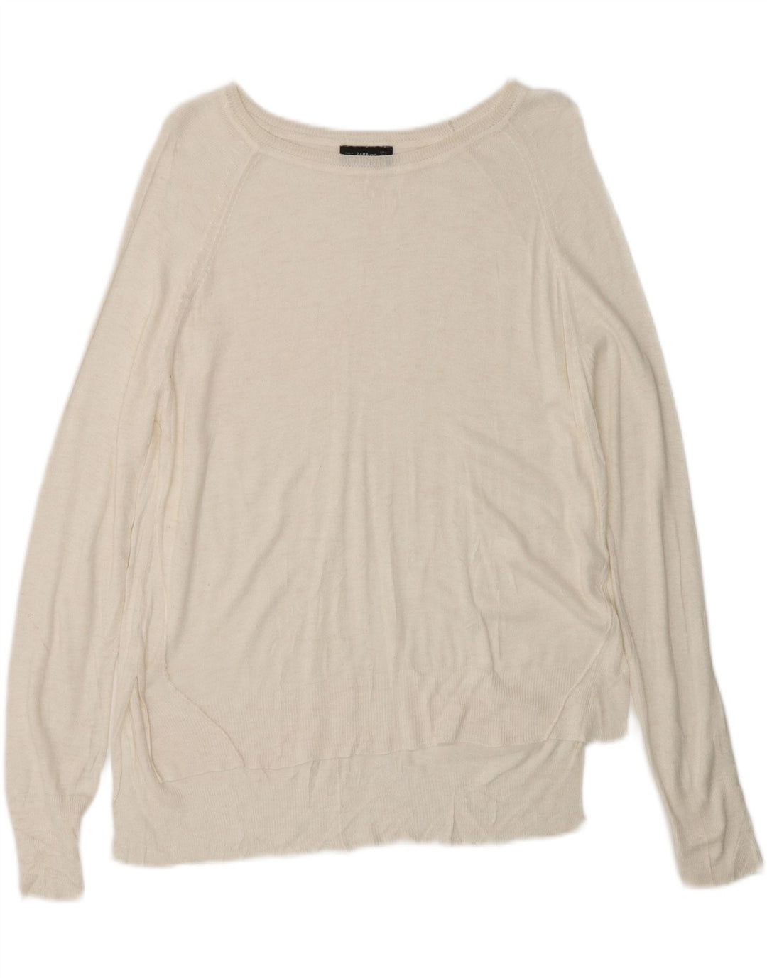 ZARA Femme Pull Col Bateau UK 14 Medium Blanc