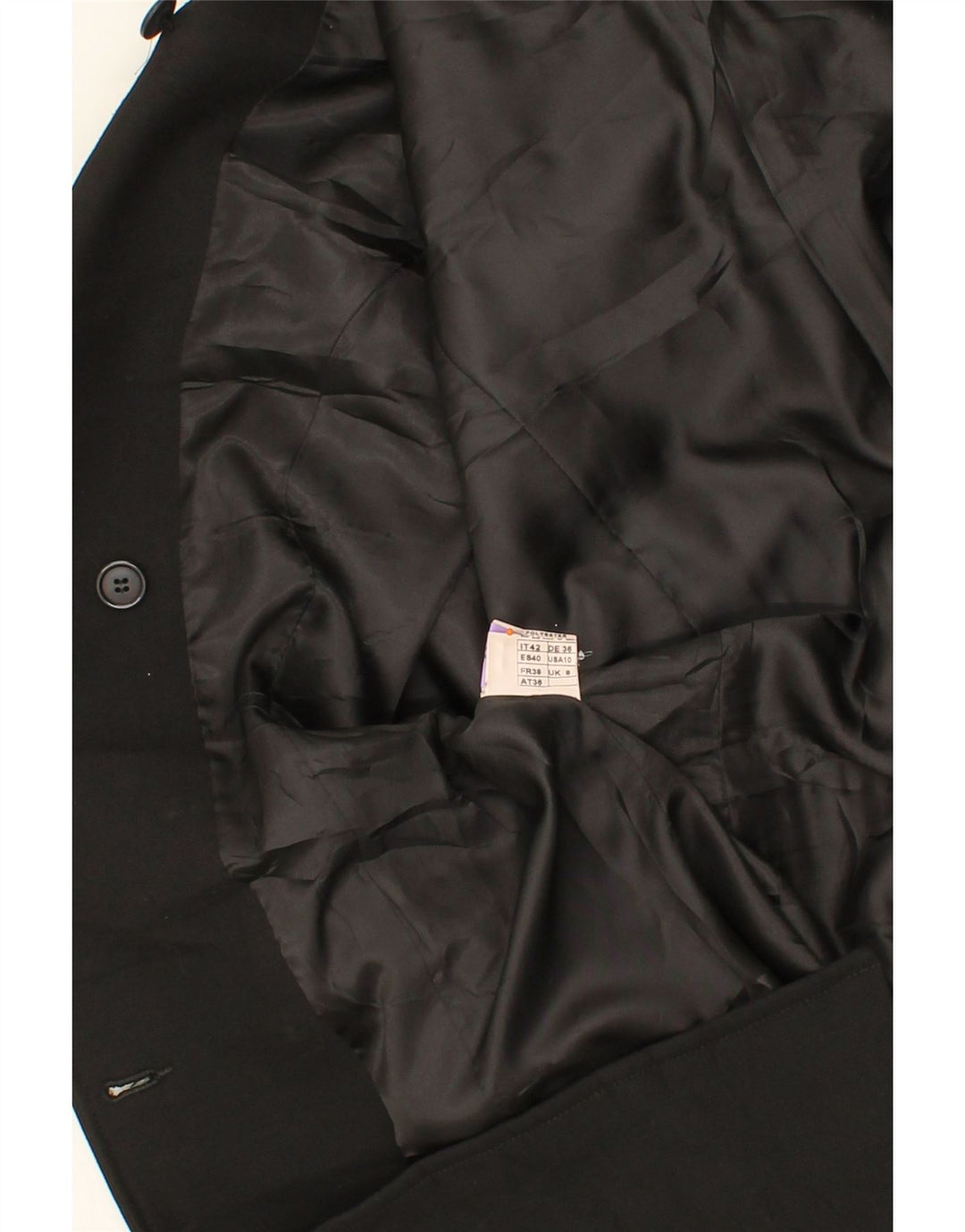 VINTAGE Womens Double Breasted Coat UK 8 Small Black Viscose Vintage Vintage and Second-Hand Vintage from Messina Hembry 