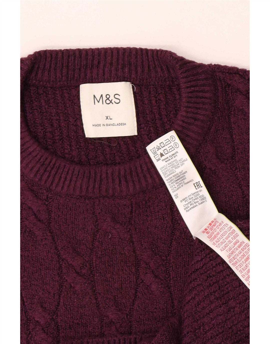 Marks & Spencer Pull Col Ras du Cou XL Homme Violet Polyamide
