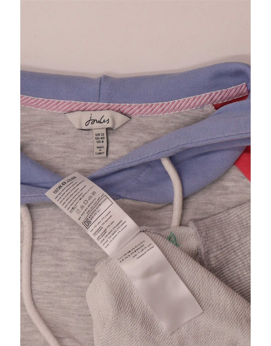 Joules Pull à capuche pour femme UK 12 Medium Multicolore Colourblock