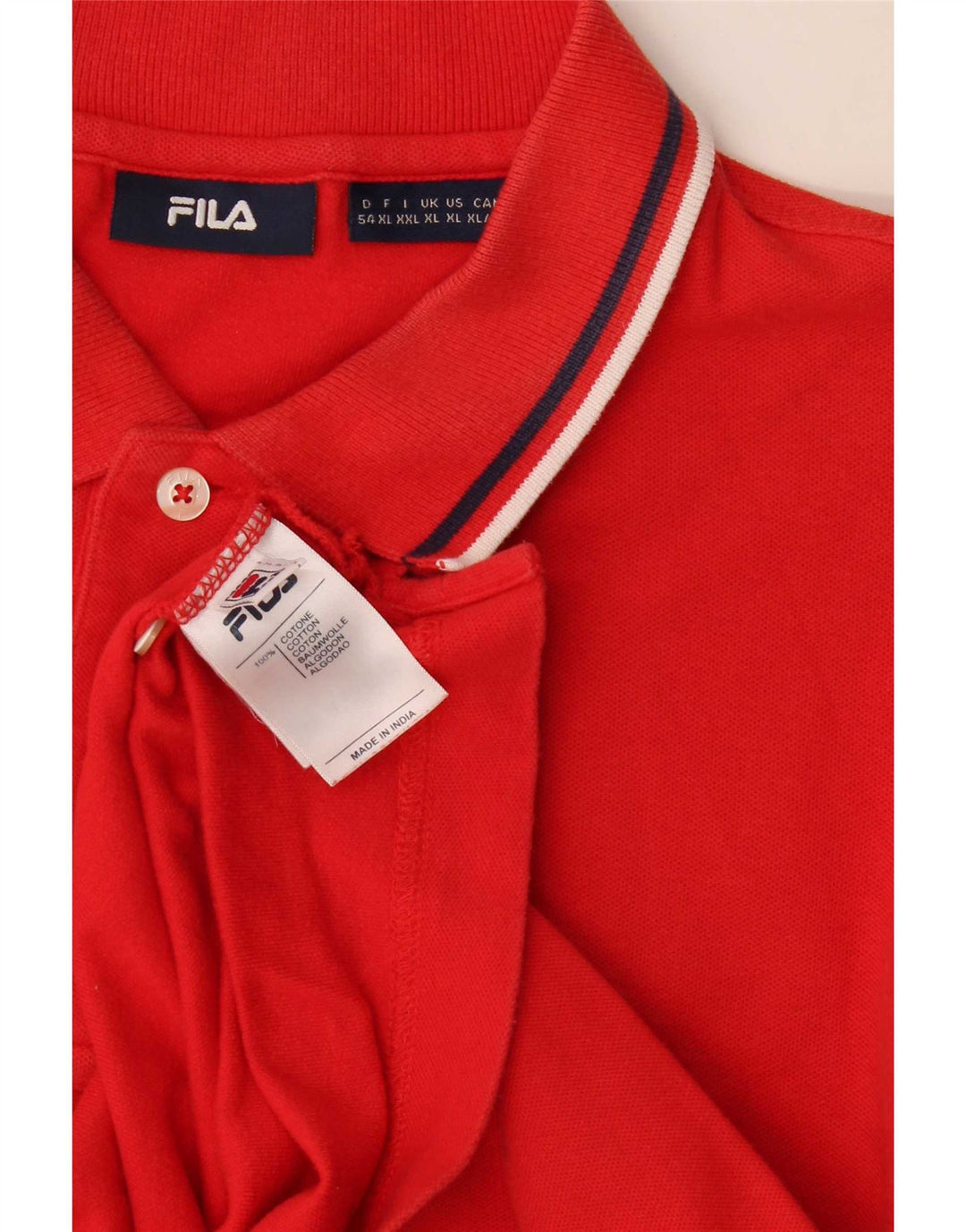 Fila Polo Homme XL Rouge Rayé Coton