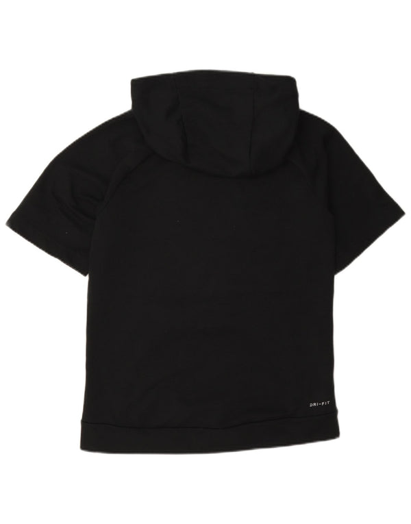 Nike Pull à capuche à manches courtes Dri Fit pour femme UK 14 Large Noir Polyester