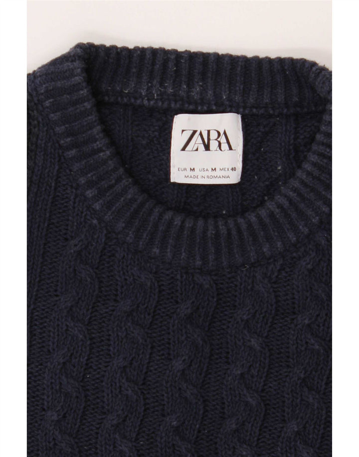 Zara Pull Col Ras Du Cou Homme Bleu Marine Moyen