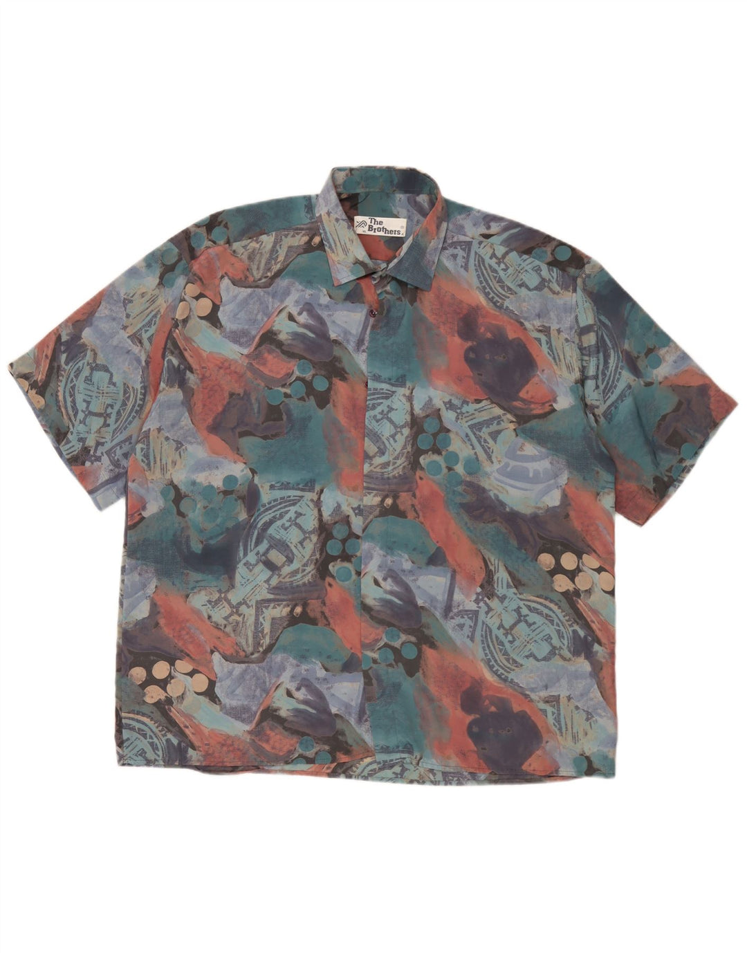 Chemise à manches courtes vintage pour hommes à motif abstrait XL multicolore