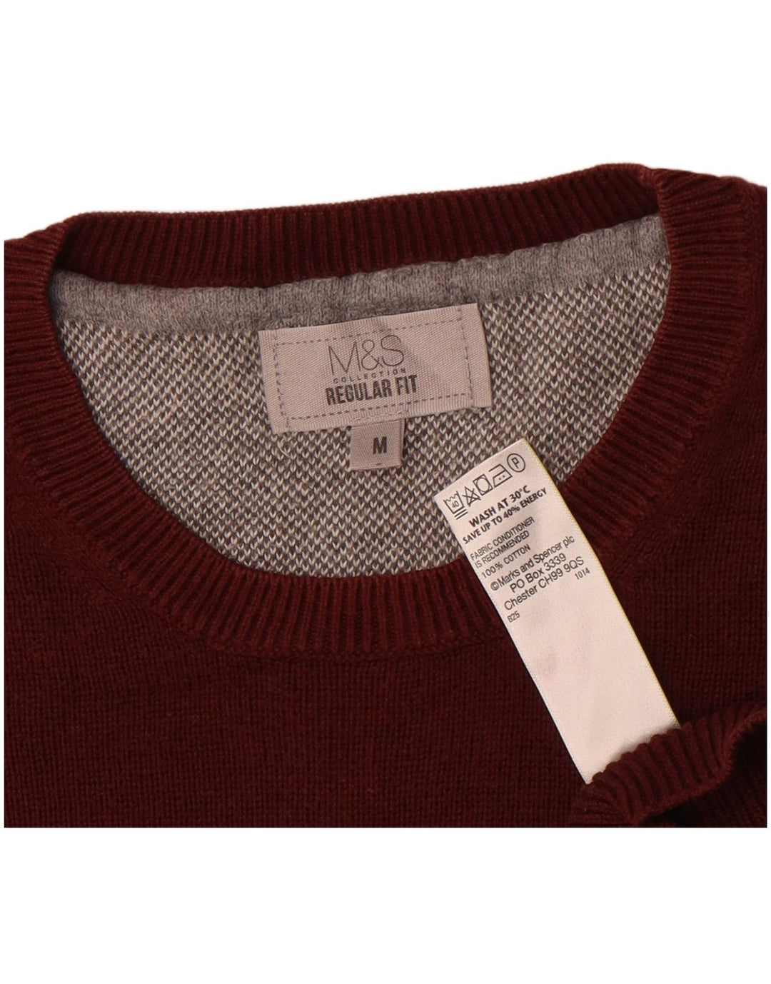 Marks & Spencer Pull à col rond coupe classique pour homme Bordeaux moyen