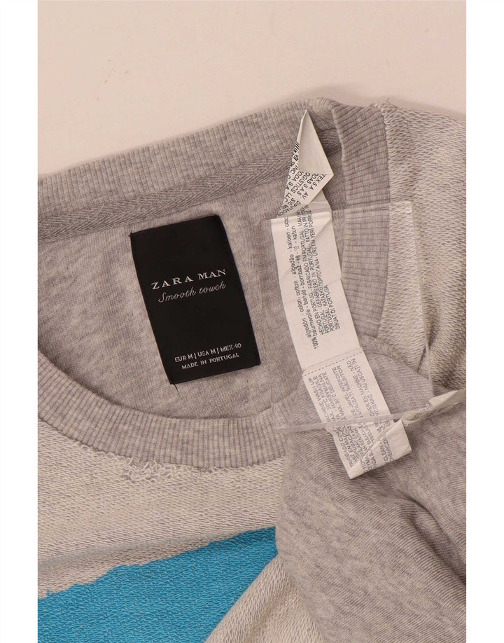 Zara Pull Sweat Homme Gris Moyen Rayé