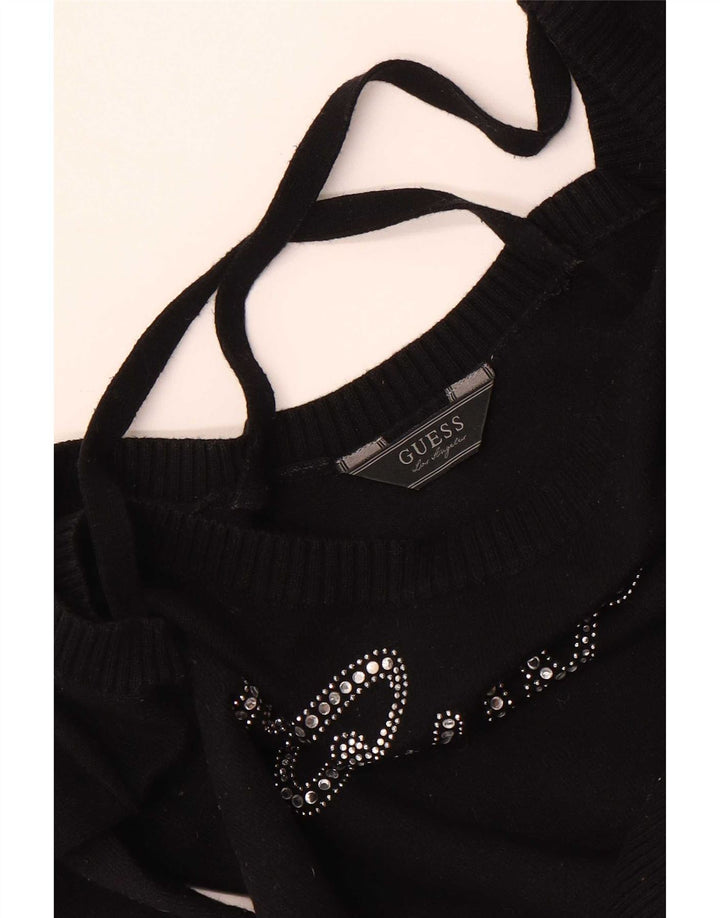 Guess Chemisier graphique à manches longues pour femme UK 8 Small Noir