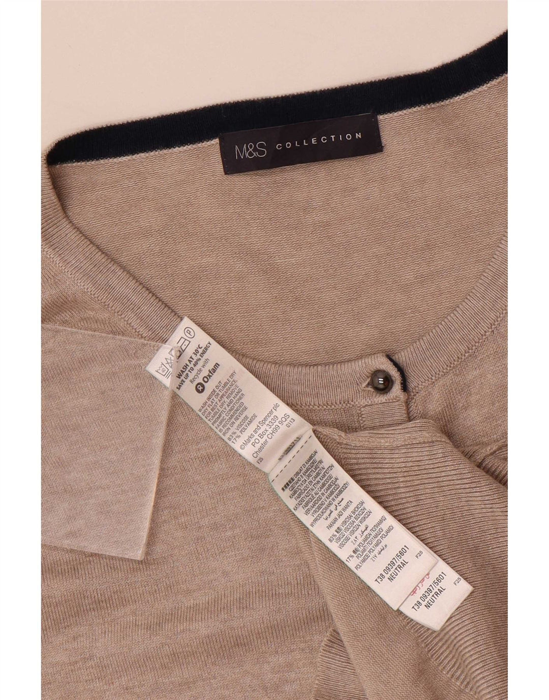 Marks & Spencer Pull Cardigan Femme UK 16 Large Beige Viscose
