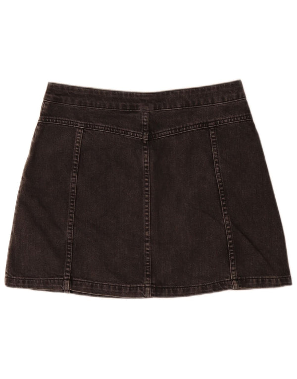 Moto Mini jupe en jean pour femme UK 12 Medium W30 Noir Coton