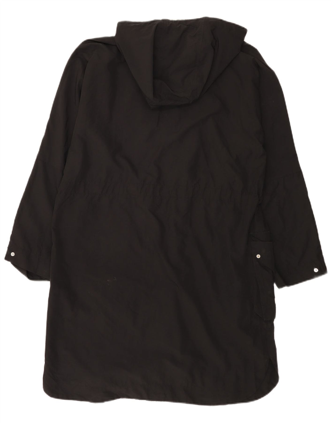Zara Manteau imperméable à capuche coupe ample pour femme UK 14 Medium Noir Polyester