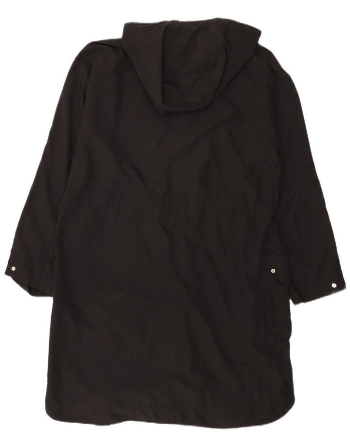 Zara Manteau imperméable à capuche coupe ample pour femme UK 14 Medium Noir Polyester