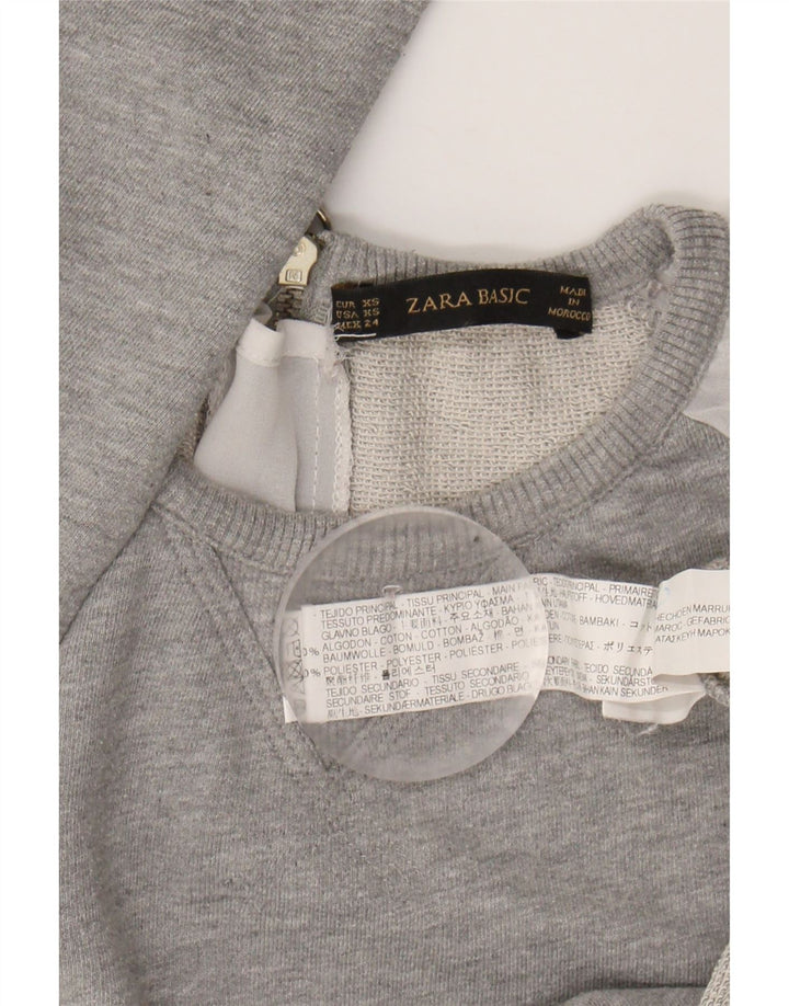 ZARA Womens Oversized Sweatshirt Jumper UK 6 XS Grey Cotton Vintage Zara and Second-Hand Zara from Messina Hembry 