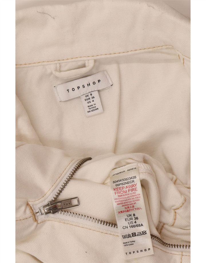 Topshop Combishort en Denim pour Femme UK 8 Petit Coton Blanc