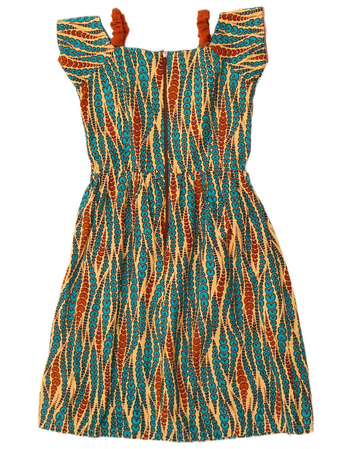 vintage Womens A-Line Dress UK 10 Petit Géométrique Multicolore
