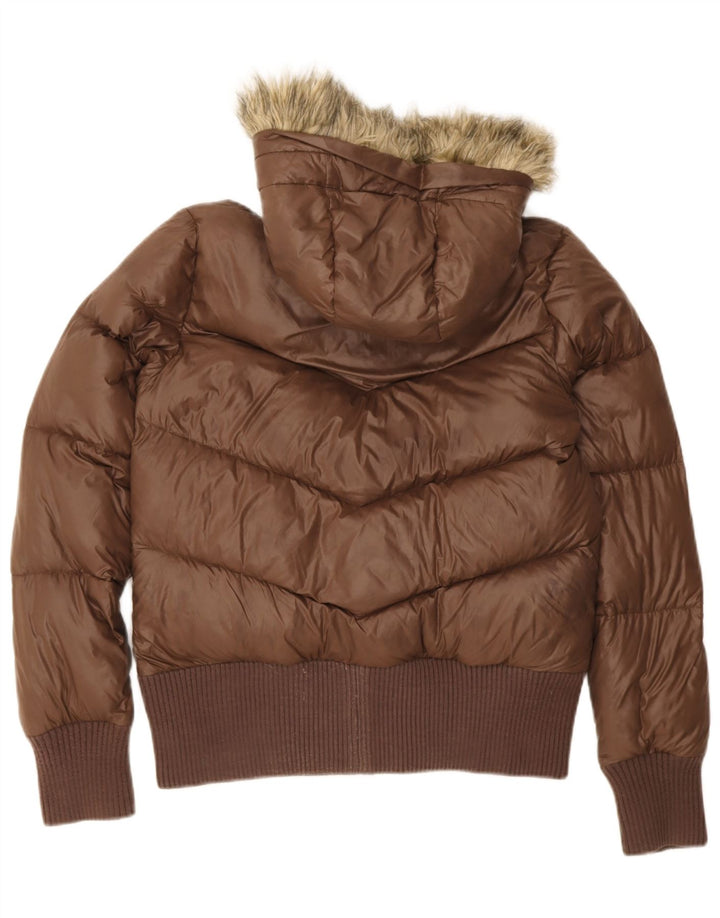 Nike Veste rembourrée à capuche pour femme UK 12/14 Nylon marron moyen