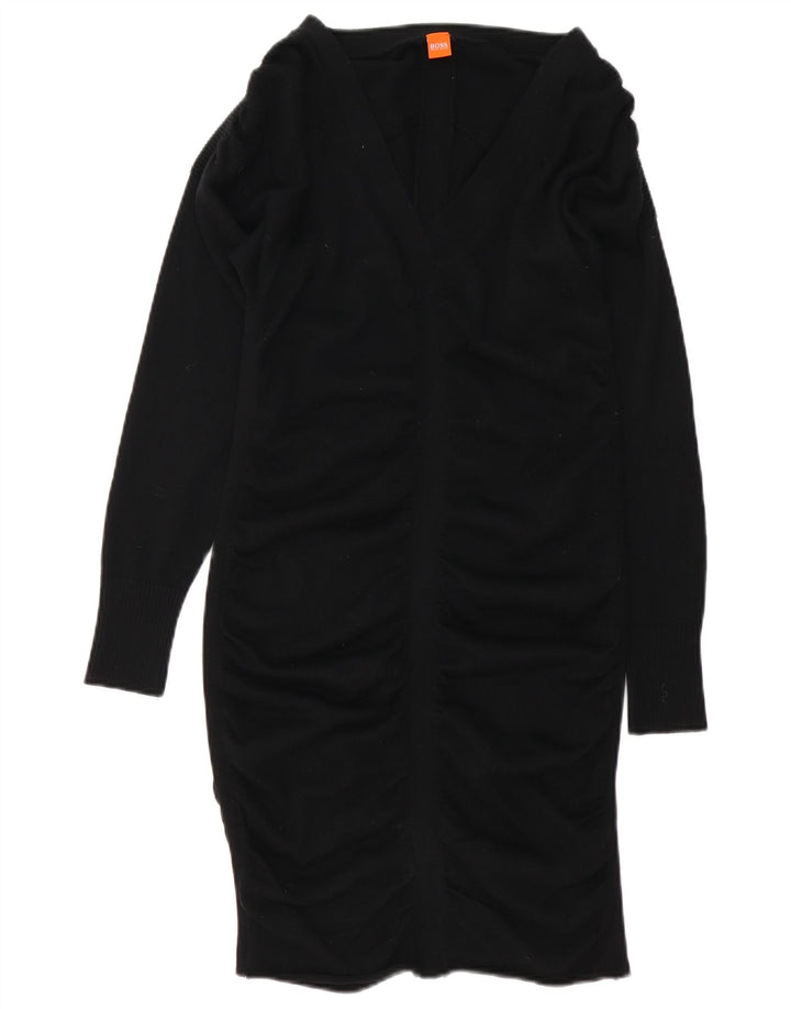 Hugo Boss Robe moulante pour femme UK 12 Laine noire moyenne