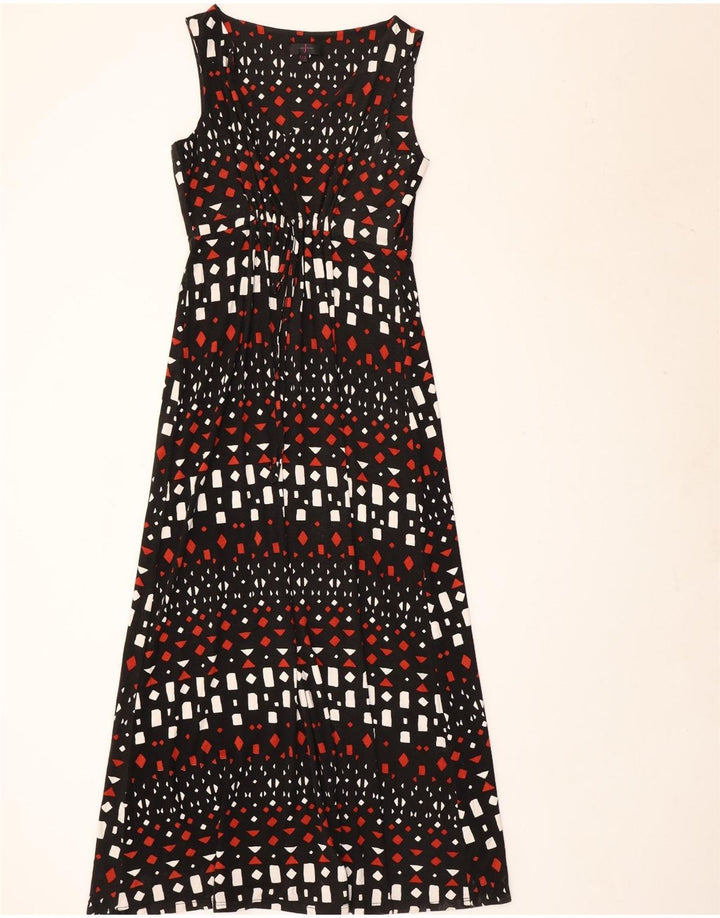 Jasper Conran Robe longue sans manches pour femme UK 12 Medium Noir Géométrique