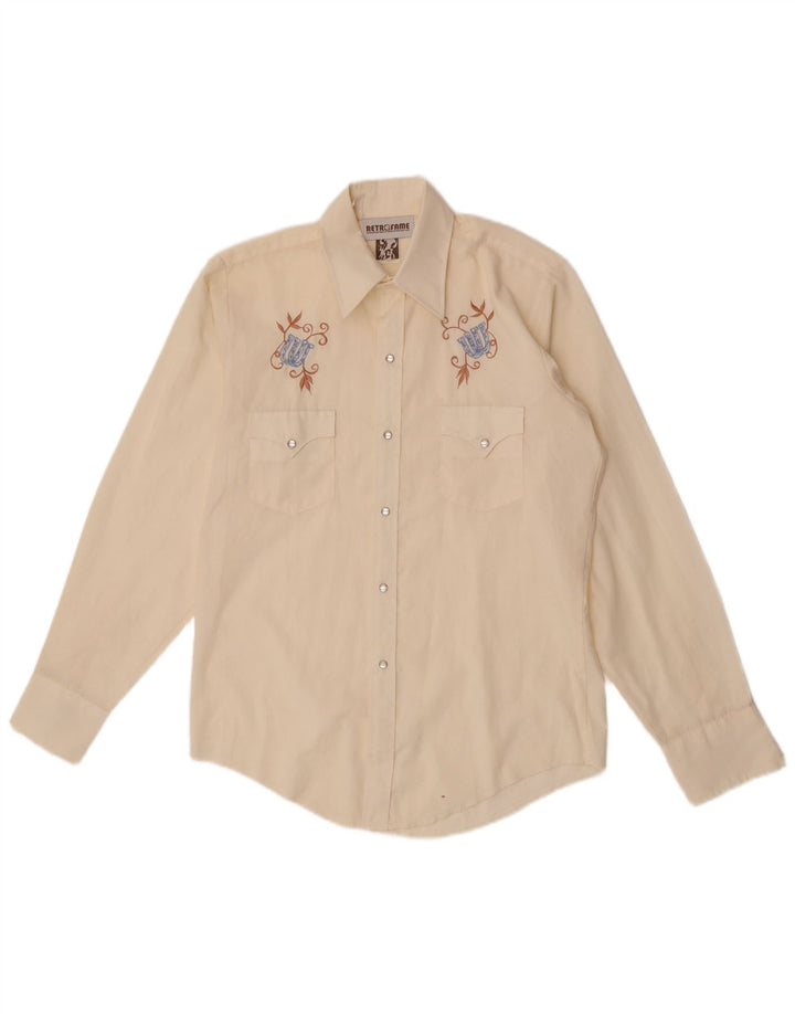 Chemise graphique vintage pour hommes petit blanc cassé