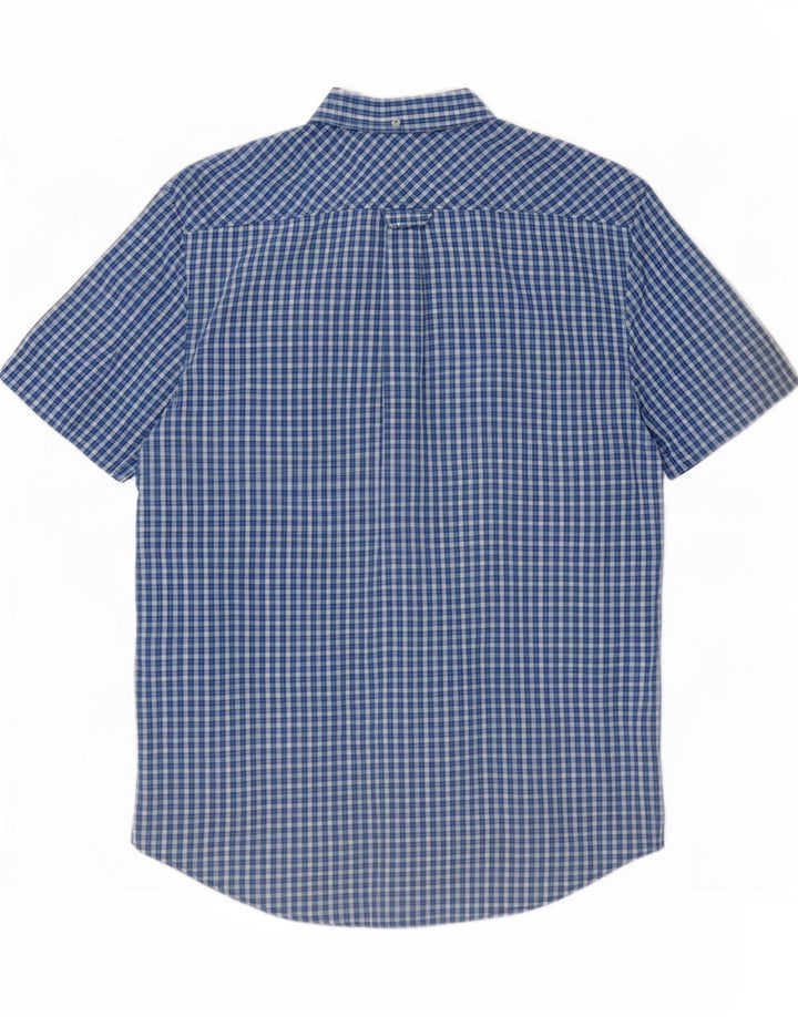 Ben Sherman Chemise à manches courtes pour homme en coton à carreaux bleu moyen