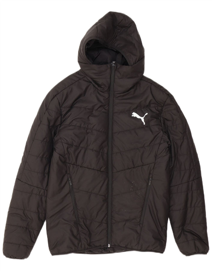 Puma Veste matelassée à capuche graphique pour hommes UK 36 Small Noir Polyester
