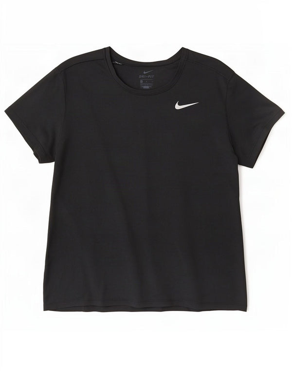 Nike Womens Dri Fit T-Shirt Top UK 14 Large Noir Polyester