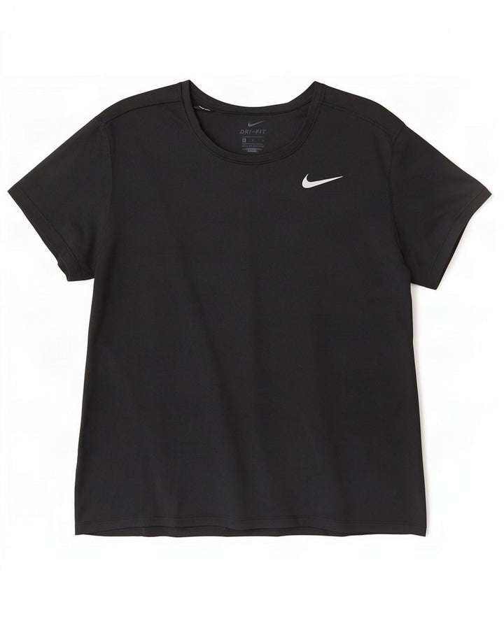 Nike Womens Dri Fit T-Shirt Top UK 14 Large Noir Polyester