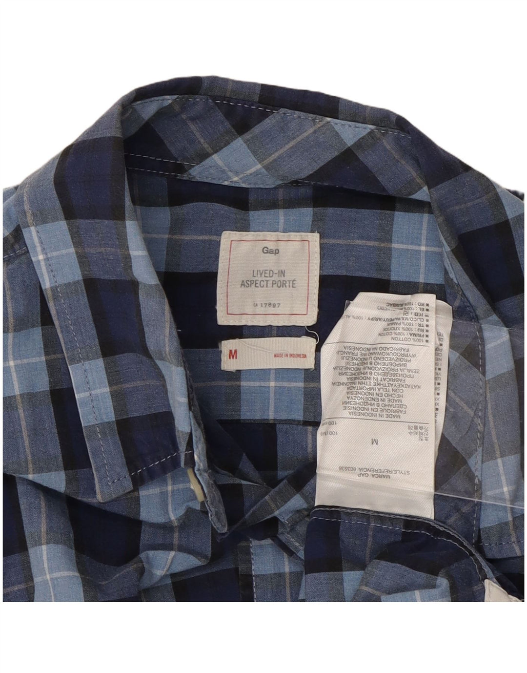 GAP Chemise Homme Bleu Marine Moyen Carreaux Coton