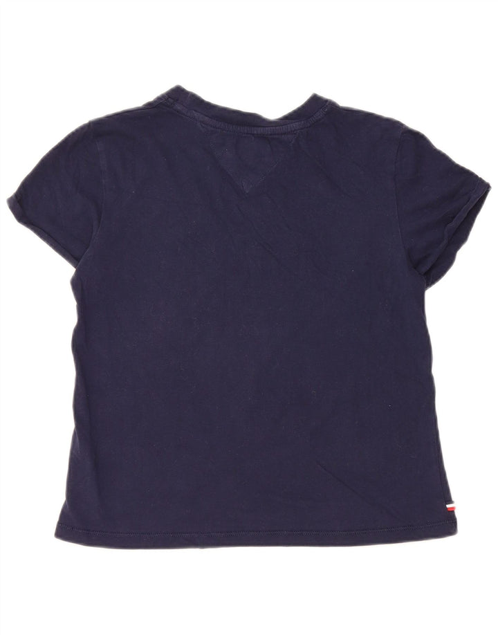 TOMMY HILFIGER T-Shirt Oversize Femme UK 2 2XS Bleu Marine Coton