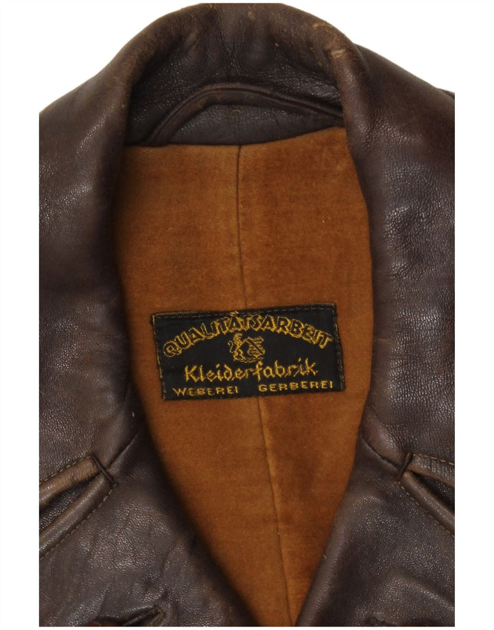 veste en cuir double boutonnage vintage pour homme UK 36 Petit Marron