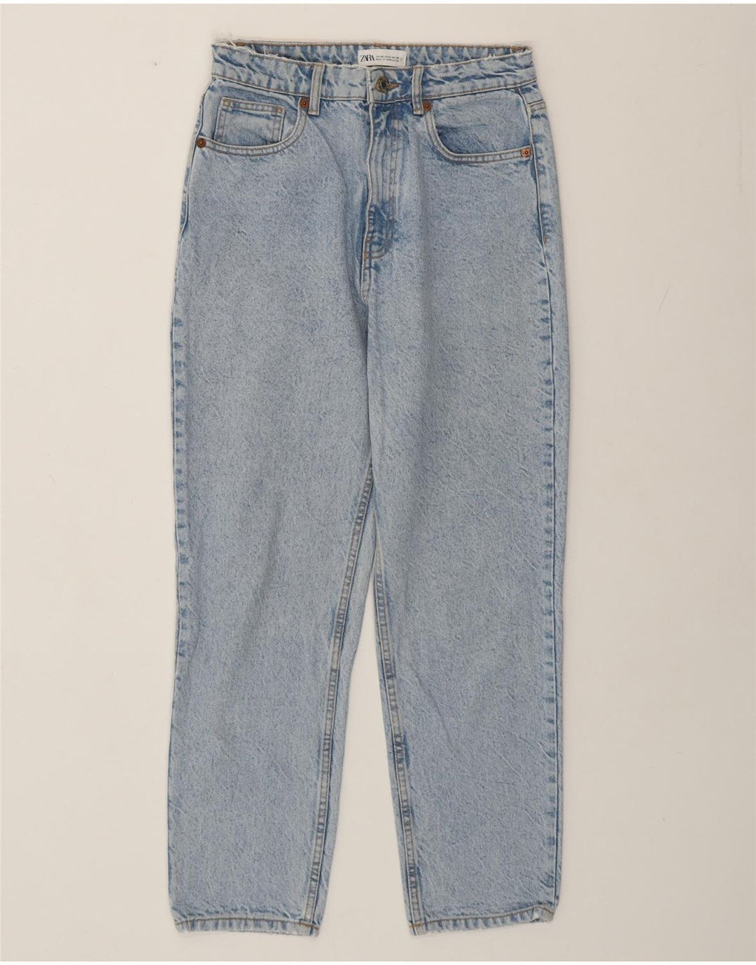 Zara Femme Jean Taille Haute EU 40 Moyen W30 L27 Bleu Coton