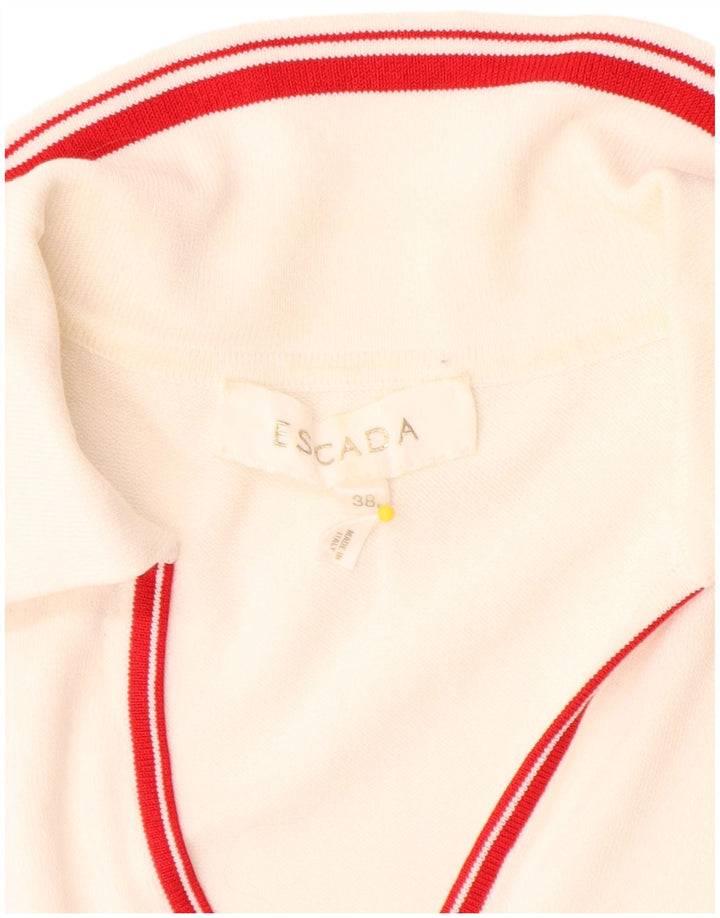 Escada Pull à col polo pour femme EU 38 Blanc moyen Colourblock