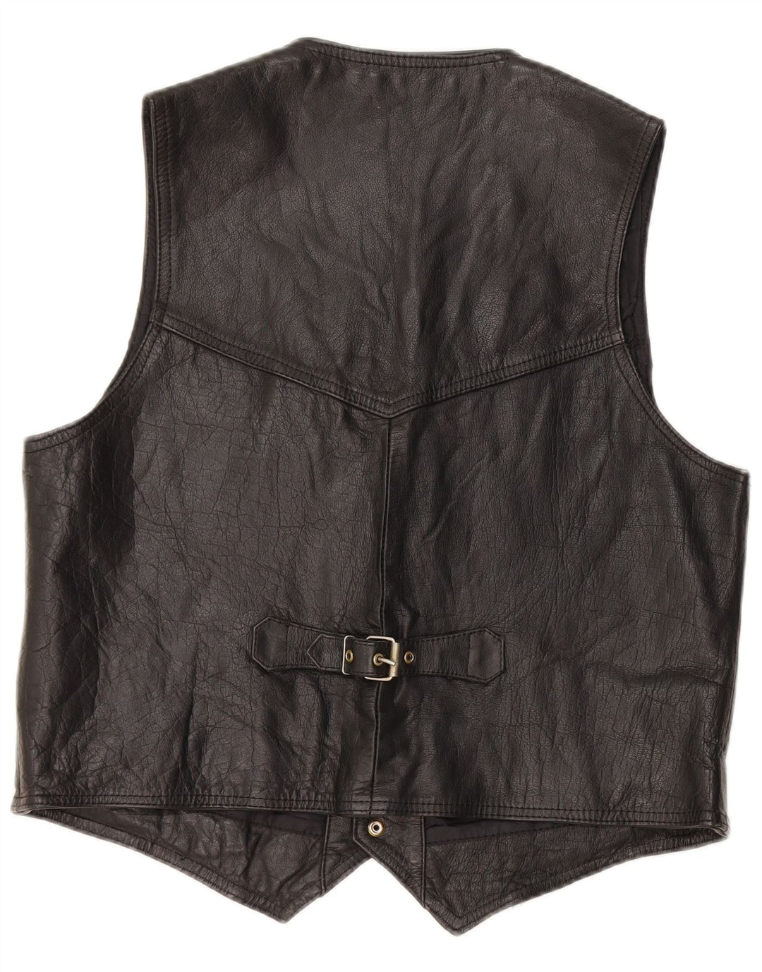 VINTAGE Gilet en cuir homme noir moyen