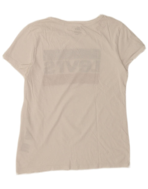 Levi's T-Shirt Graphique Femme UK 6 XS Blanc Coton