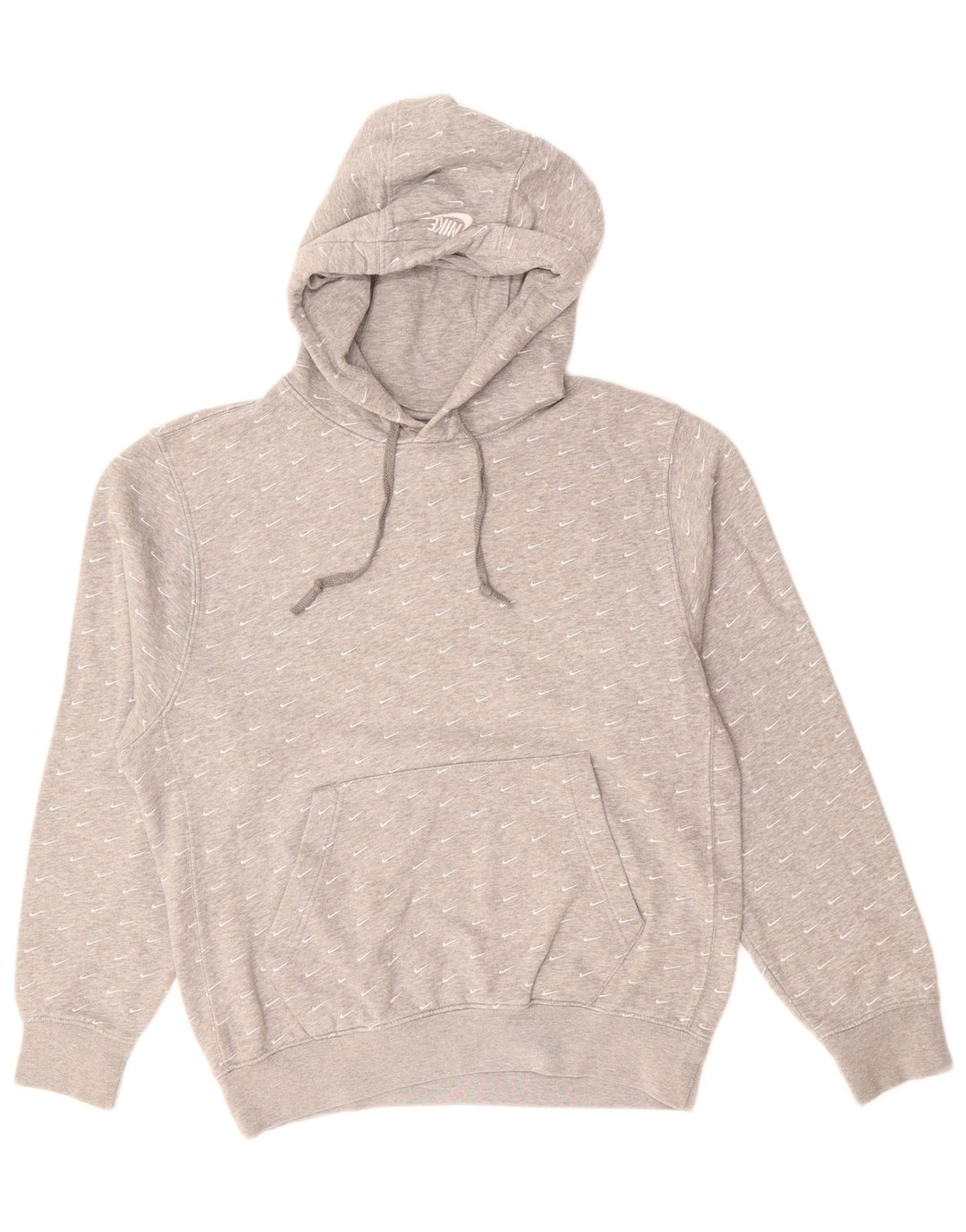 NIKE Mens Graphic Hoodie Jumper Small Grey Spotted Cotton