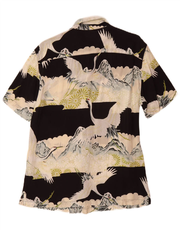 All Saints Chemise à Manches Courtes à Motif Abstrait Homme Noir Moyen Viscose
