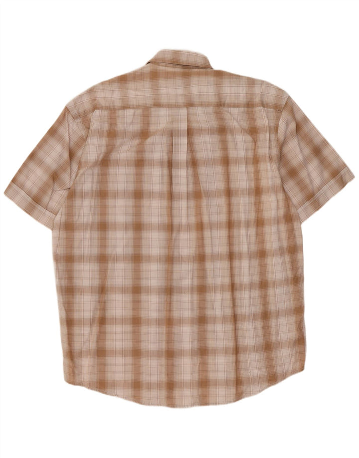 SERGIO TACCHINI Chemise Manches Courtes Homme Grand Carreau Beige Coton