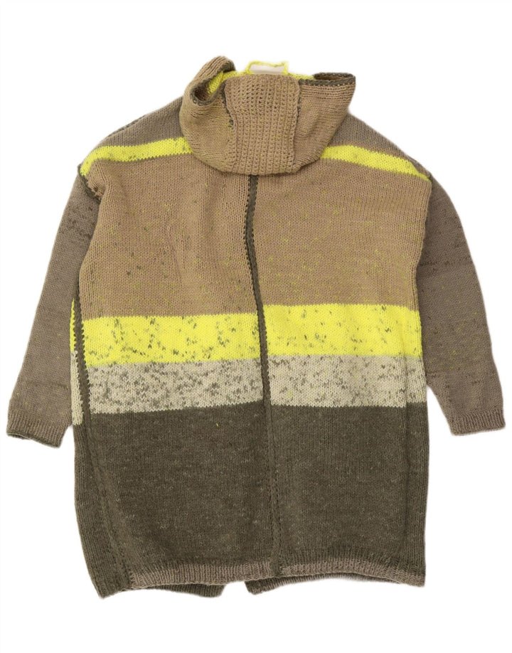 vintage Femmes Surdimensionné Longline Cardigan Pull UK 20 2XL Multicolore