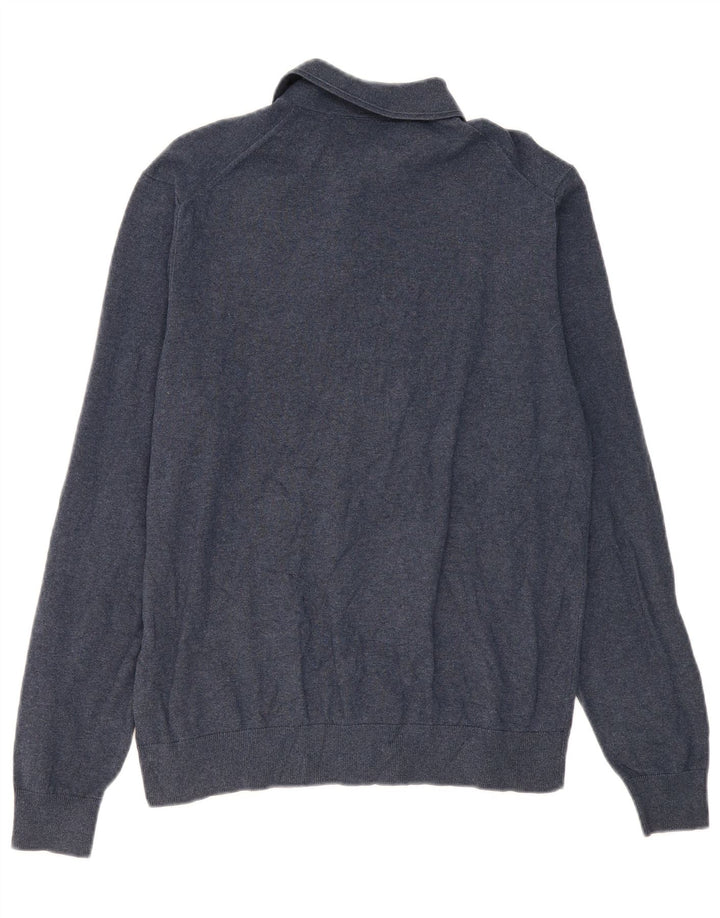 Marks & Spencer Pull col polo homme bleu marine moyen coton