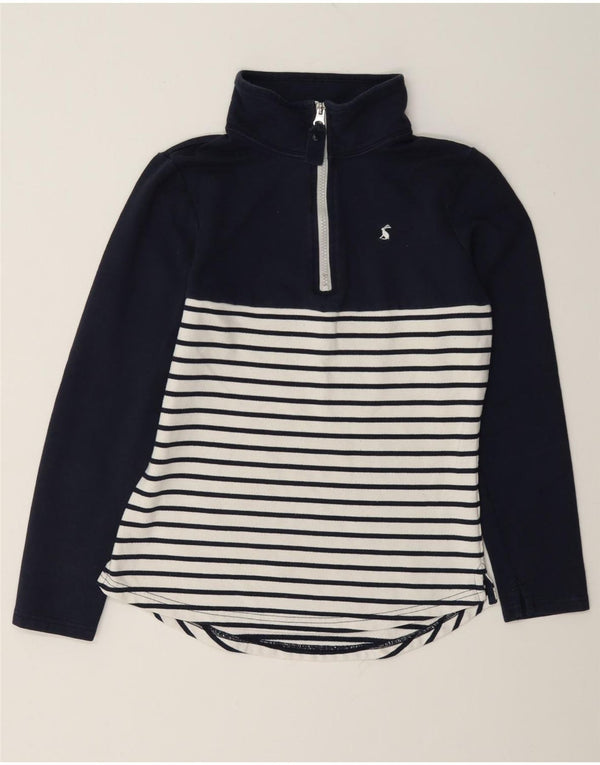 Joules Womens Zip Neck Sweatshirt Jumper UK 6 XS Bleu Marine Rayé Coton