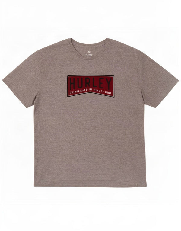 Hurley T-Shirt Graphique Top XL Gris Moucheté Coton Homme