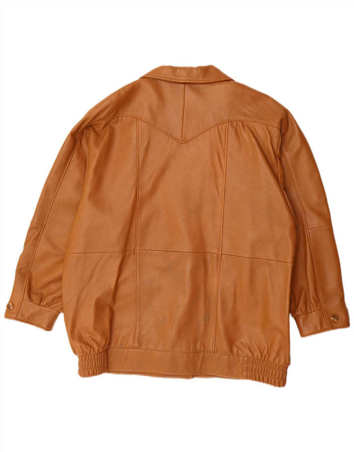 Veste en cuir surdimensionnée femme vintage EU 44 XL Cuir Marron