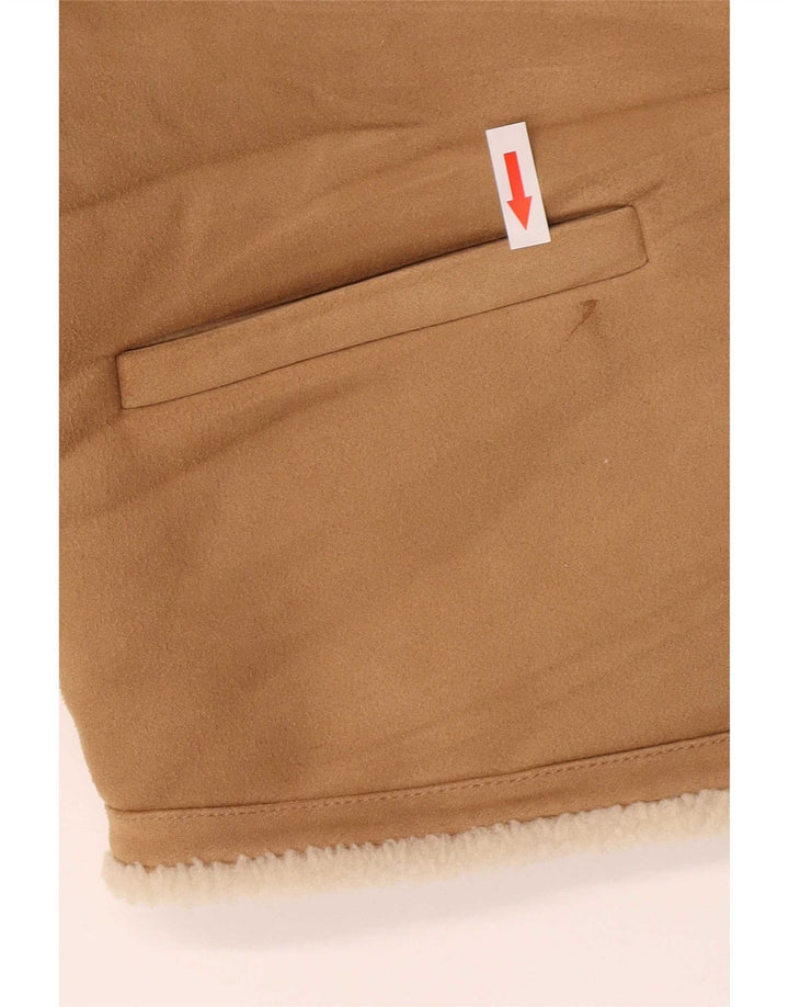 Zara Veste Sherpa surdimensionnée pour femme UK 6 XS Marron Polyester