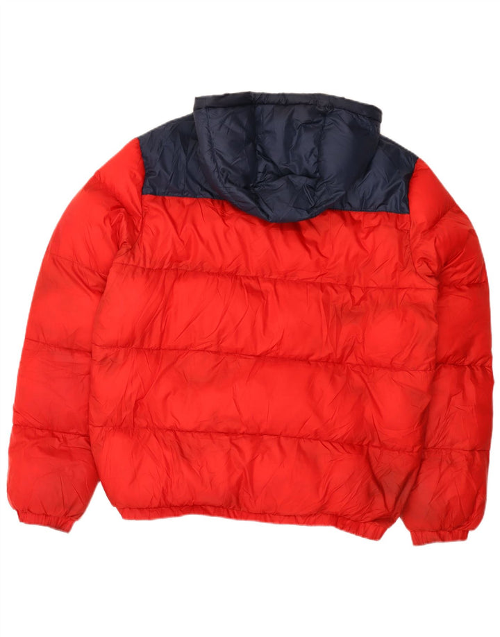 TOMMY HILFIGER Veste matelassée à capuche pour hommes UK 40 Large Rouge Colourblock